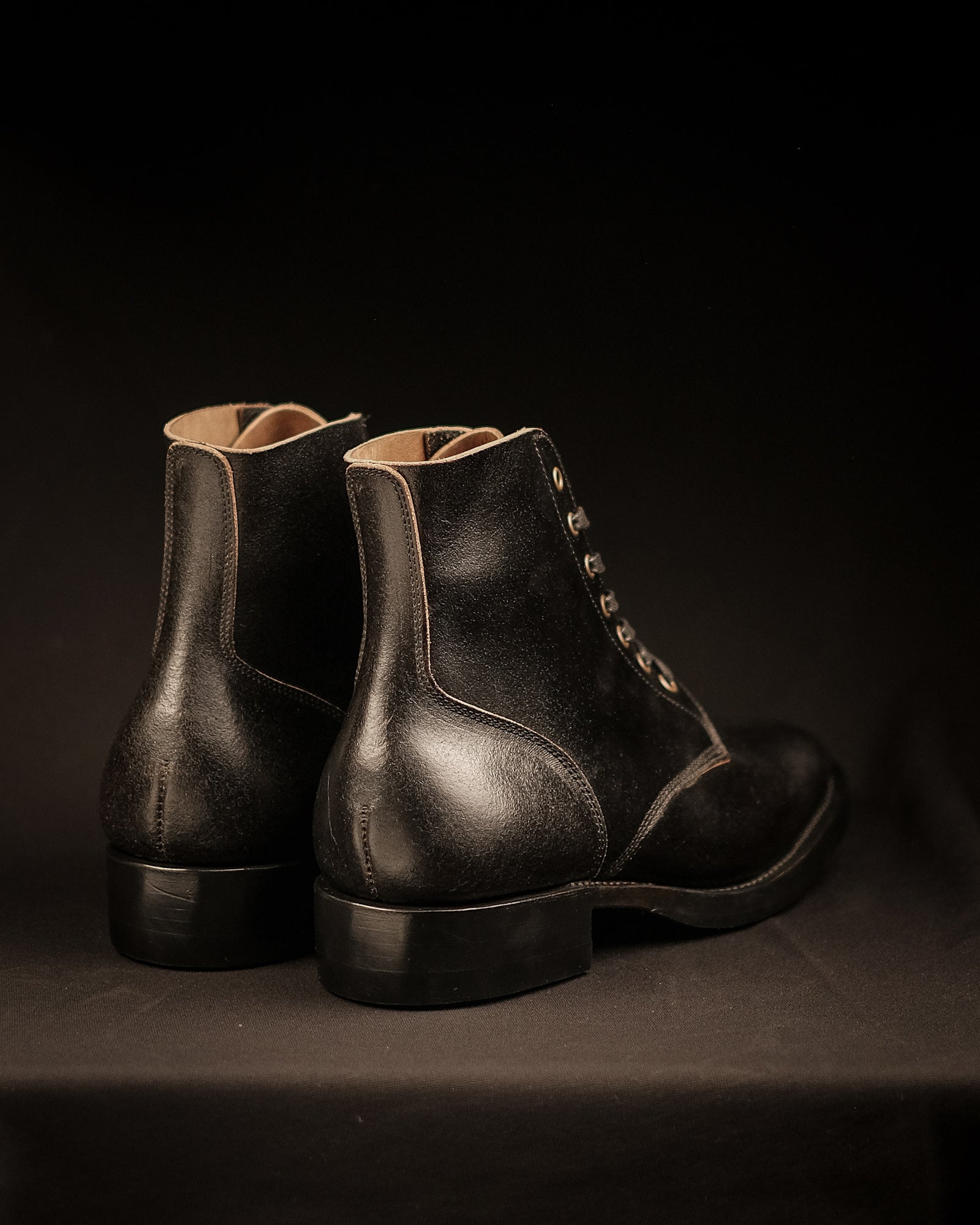 THE HAWK - BLACK WAXED FLESH HORWEEN [SOLD] – BRISELBLACK BOOTMAKERS
